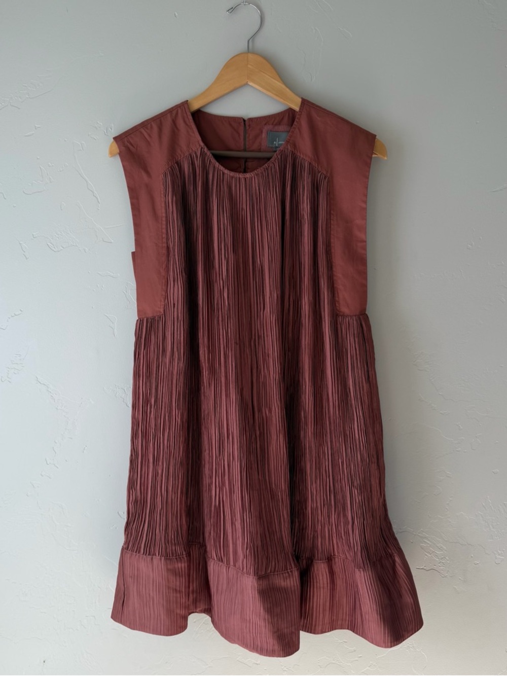 Anthropologie Cap-Sleeve Plissé Mini Dress
